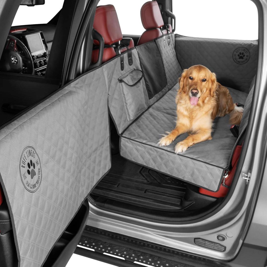 Ruff Liners Standard Back Seat Extender for Dogs, Gray As Seen on Shark Tank Hard Bottom Platform for Cars, SUVs & Mid-Size Trucks 400lb Support, Waterproof Rigid Back Seat Cover for Dogs