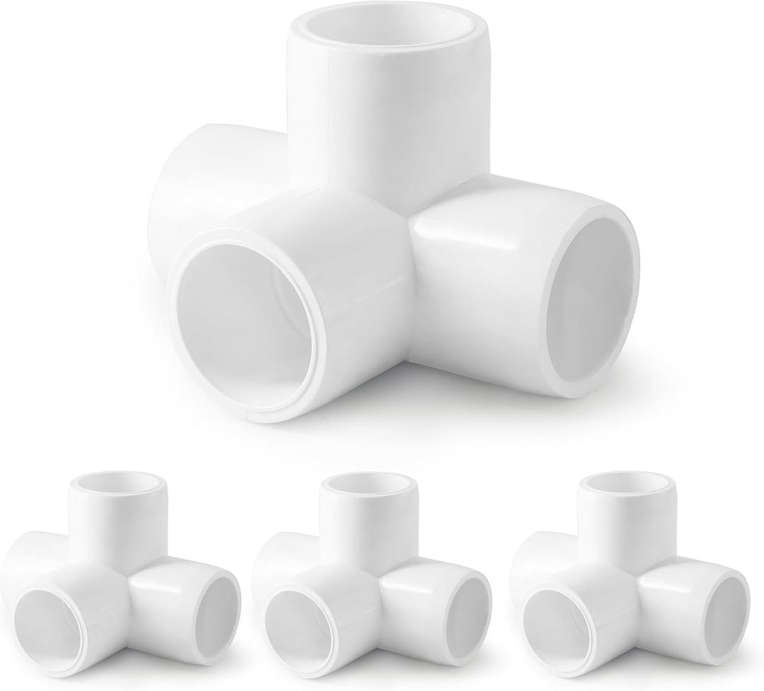 4 Way PVC Pipe Fittings 1/2 Inch, Zernmiarder White PVC Elbow Corner Side Outlet Tee Fitting, SCH40 Furniture Grade Pipe Connectors - Fits 1/2" Polyvinyl Chloride Pipes, 12 Pieces