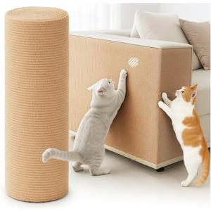 78.7"X15.8" Cat Scratching Mat, SelfAdhesive Cat Scratch Carpet, DIY Cats Scratch Furniture Protector for Couch, Sofa, Wall & Door, Durable Furniture Guards Couch Scratcher from Cats Claws (Beige)