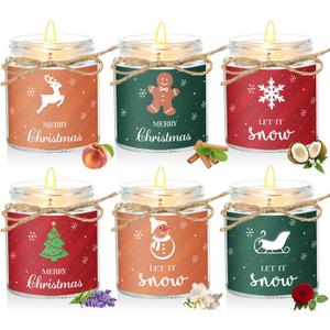 MTLEE 6 Pcs Christmas Candles Gifts Bulk Scented Candle Jars for Coworkers Women Aromatherapy Candles for Home Xmas Birthday Gifts Yoga(Bright Style)