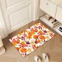 Front Door Mat,Autumn Leaves Indoor Outdoor Entrance Thanksgiving Pumpkin Welcome Doormats,Non-Slip Low Profile Entryway Mats for Porch Patio 17''x30''