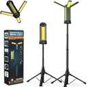 Rechargeable Camping Light with Stand, Outdoor LED Cordless Work Light, Portable Telescopic Bracket, 6AH Battery 500/1000/2000 Lumen, 3500K/4500K/6500K, Construction Lights (Large)