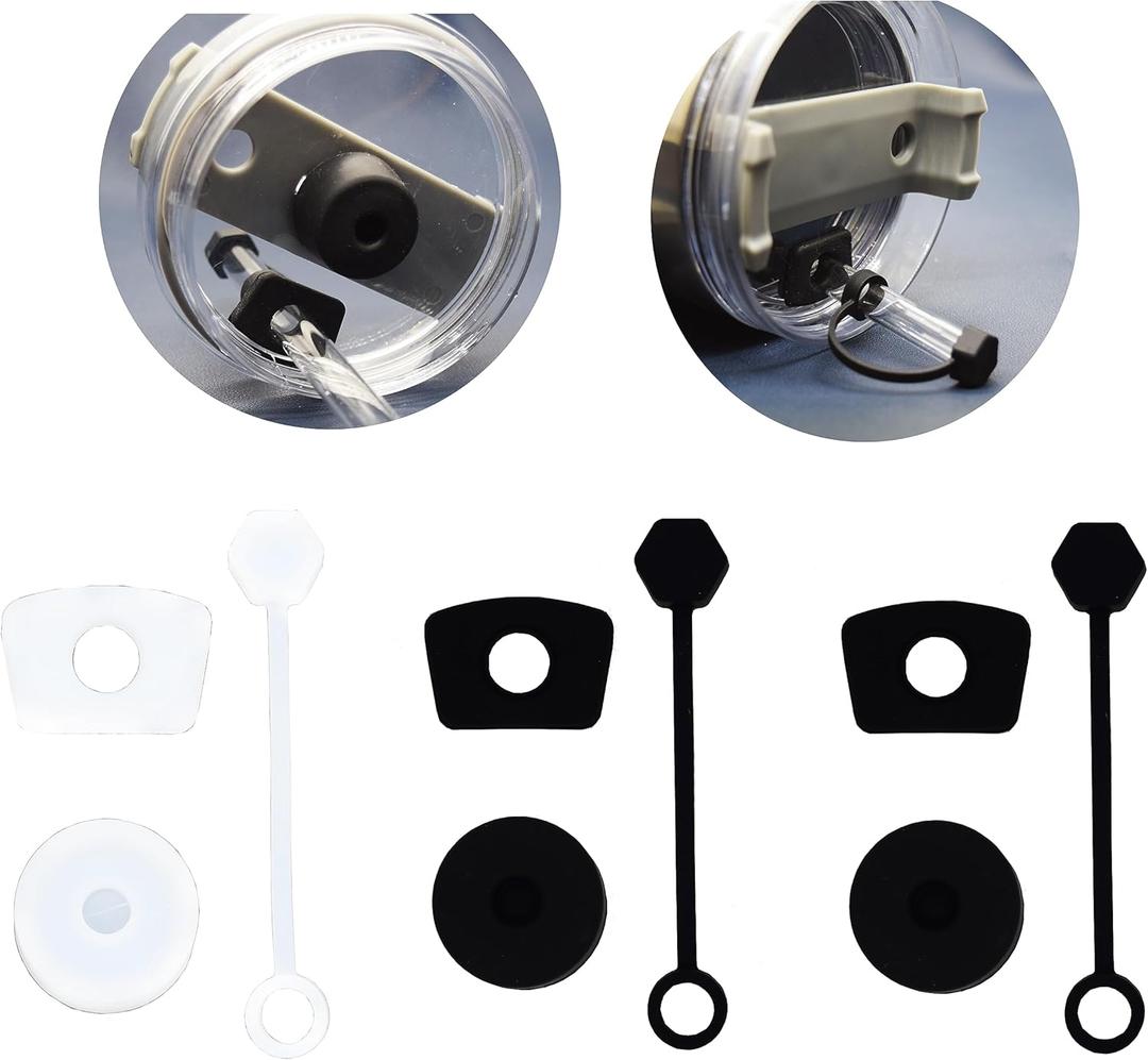 Universal size Stanley spill stopper 9 pcs, Stanley cup accessories,Stanley leak stopper Suitable for Stanley Cup H1.0/2.0 40oz/ 30oz. (Black and White) Pack of 2