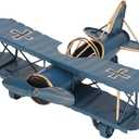 Vintage Airplane Decor, Metal Iron Aircraft Biplane Model Retro Hanging Plane Handicraft Ornament for Christmas Birthday Gifts, Home Decor Photo Props(Blue)