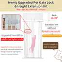 Lumizone Extra Tall Cat Gate 55.12" High Pressure Mounted 26.18"-29.91" Extra Wide 1.37" Gap No Drilling Auto-Close One-Handed Operation Tall Pet Gate for Dogs(White, 55.12" H x 26.18"-29.91" W)