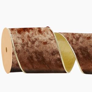 LaRibbons Mocha Mousse Velvet Wired Ribbon, Luxury Christmas Ribbon for Gift Wrapping, Tree, Wreath Bows, Outdoor and Holiday Decor  4 Inch x 10 Yards