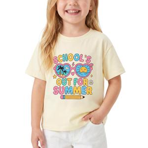 Last Day of School T-Shirt for Kids Toddler Funny Short Sleeve Tee Girls Boys Cotton 2T-8T (Yellow)