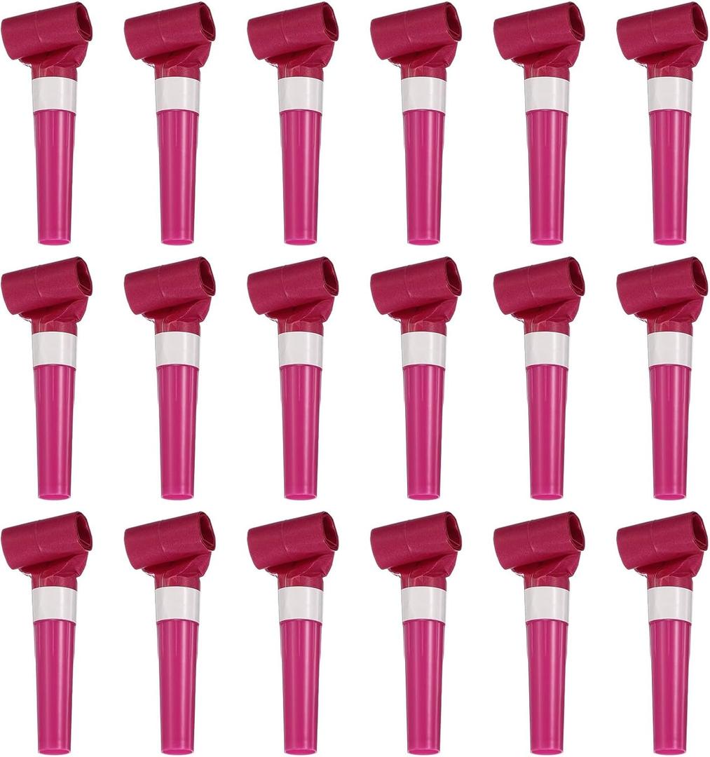 uxcell 20 Pcs Colorful Noise Makers Plastic Party Blowers Party Favors for Birthday Parties Holiday Christmas New Years Gift Favors, Rose Red
