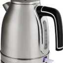 OVENTE 1.7L Electric Kettle, 1500W Fast Boiling Water Heater for Coffee or Tea with Stainless Steel BPA-Free and Cordless Body, Auto Shut-Off, Boil-Dry Protection and Removable Filter, Silver KS777S