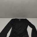 Avidlove Bodysuits for Women Long Bell Sleeve Mesh Square Neck Body Suits Going Out Ruched Bodysuit Tops Concert Outfits (Medium, Black)