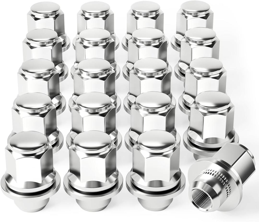 M12x1.5 Lug Nuts, 12x1.5mm Wheel Lug Nuts Compatible with Toyota Avalon Camry Highlander Prius Sienna, Lexus IS300 LFA CT200h HS250h GS450h, Mitsubishi Lancer Eclipse, 20PCS Lug Nut Set with Mag Seat (Silver)