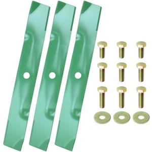 Lawneagle UC22010 Mower Blades with Blade Bolts & Washers for John Deere Z425 Z325E GX255 GX325 GX335 GX345 GX355 X320 X340 X360 X380 Decks Replaces John Deere 54 inch Mower Blades UC22010 M143520