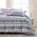 Boho Duvet Cover King Size 100% Cotton, Reversible Bohemian Duvet Cover Set with Zipper Closure, Soft 3 Pieces Duvet Bedding Cover Set with 2 Pillow Shams (20"x36"), King Size (104"90")