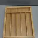 Kitsure Large Bamboo Silverware Organizer - Expandable Drawer Organizer for Utensil, Cutlery and Flatware, Kitchen Storage Solution with 6 to 8 Slots, Natural, 19.4"  13.1"  1.8"