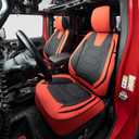 OASIS AUTO Custom Fit Seat Covers Compatible with Jeep Wrangler JL Unlimited (2018-2026) 4-Door, Waterproof Faux Leather, Fits Rubicon Sahara Sport (Black&Red)