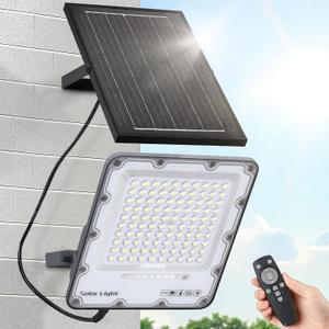 200W Solar Flood Light Outdoor 40000LM 6500K LED Solar Street Light with Remote, IP66 Waterproof Dusk to Dawn Outdoor Security Lighting, 13FT Cable Splitted Solar Powered Lamp for Parking Lot Garage, 1-Pack