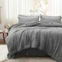 Anluoer Queen Comforter Set, Grey Tufted Bed in a Bag 7 Pieces with comforters and Sheets, All Season Bedding Sets 1 Comforter, 2 PillowShams, Pillowcases, Flat Sheet, Fitted Sheet (ANUS23CF04GR8888) (11 - Grey)