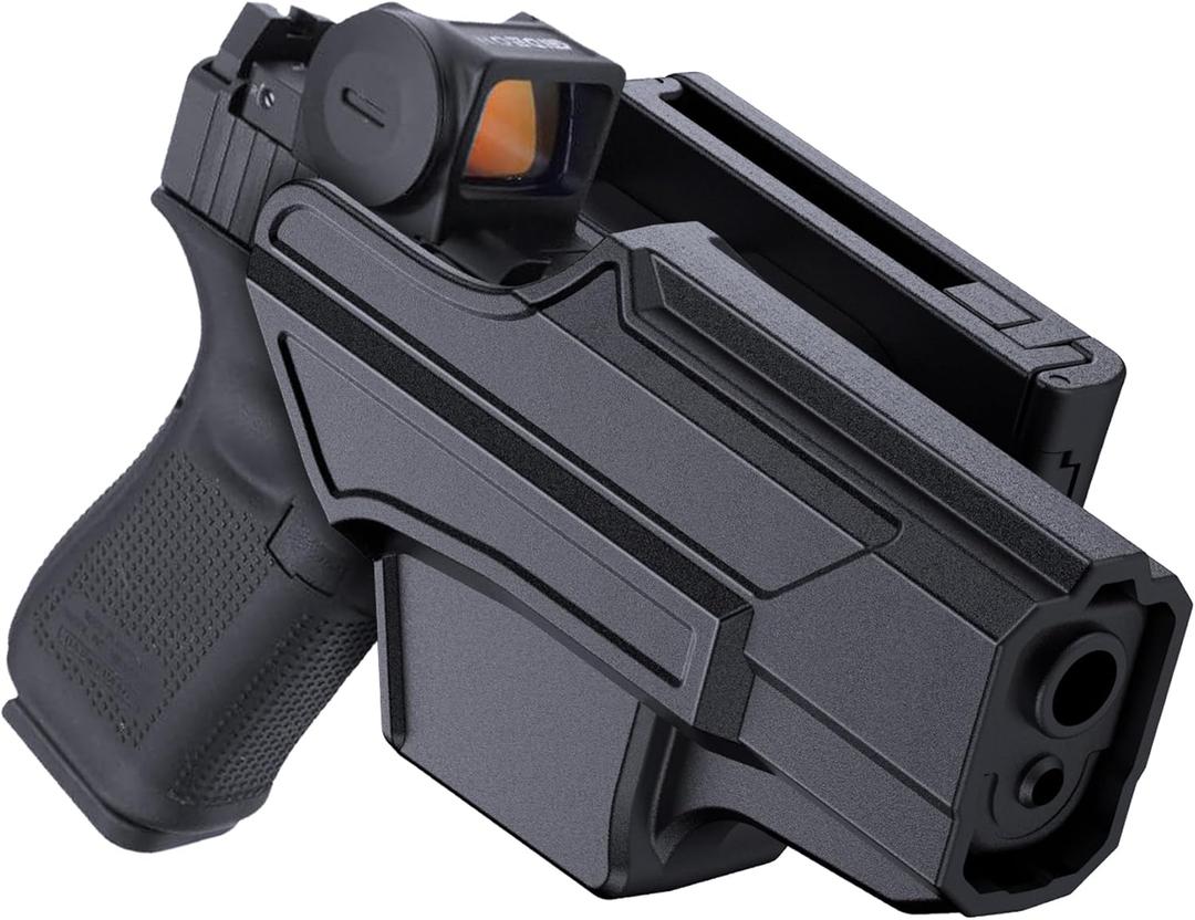 OWB Holster Compatible with Glock 19 19X 44 45 (Gen 1-5), Glock 23/32 (Gen 3-4), Tactical Outside Waistband Paddle Open Carry Belt Custom-Molded Gun Holster, Right-Handed