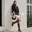 IDIFU IN3 Knee High Boots for Women Square Toe GoGo Chunky High Heeled Tall Long Fall Boot with Side Zipper Dress Comfortable Fashion Pull On Small Thick Heel Boots (9.5)