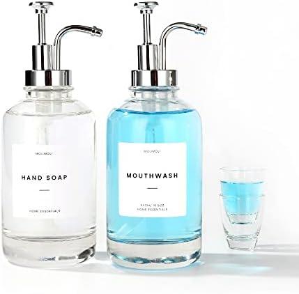 Molimoli Hand Bathroom Soap Dispenser Set, Soap Dispenser Pump, 500ml/16.9 Oz, Set of 2, Silver