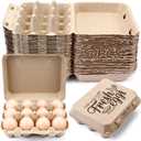 Zhanmai 50 Pcs Natural Paper Pulp Egg Cartons Blank Bulk 12 Count Dozen Vintage Classical 3 x 4 Style Square Chicken Cardboard Egg Tray Holder for Family Farm Market Storing(Stylish)