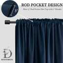 DONREN Navy Blue Blackout Curtain Panels for Small Window - Thermal Insulated Room Darkening Rod Pocket Curtains for Bedroom (42 by 45 Inch,2 Panels)
