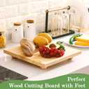 Bucherry Wood Butcher Block Cutting Board with Feet for Kitchen, 11.8 Inch Square Chopping Block Cutting Board for Meat Vegetables Charcuterie, Countertop Riser and Tabletop Display 1.78 Inches Thick