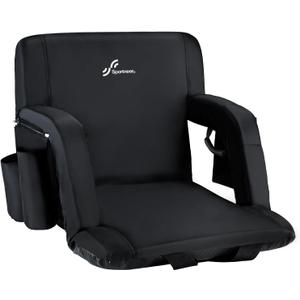 Sportneer Stadium Seats for Bleachers, Bleacher Chairs with Back and Cushion Bleacher Seats with Back Support Padded Stadium Chair with Armrests 6 Reclining Positions for Sport Events Camping Beaches