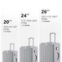 HotWay 24 Inch Aluminum Frame Luggage with Spinner Wheels, PC Hard Shell Suitcase with Cup Holder, Zipperless Luggage for Business Travel, Silver