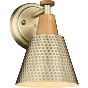 FEMILA 1-Light Vintage Wall Sconces, Antique Brass Industrial Sconces Wall Lighting, Single Bathroom Vanity Light Fixtures Wall Mount Lamp, Hammered Metal Shade,4FG59B BG (6")