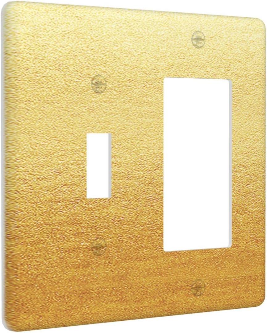 Spshian Light Switch Cover Plate Gold 2 Gang Combo Wall Plates Toggle Rocker Decorative Switch Plates and Outlet Covers for Bathroom Home Decor