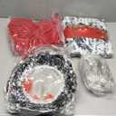 Riceshoot 50 Feet Christmas Fence Garland with Lights Large Red Bows Hanging Wreaths Christmas Decoration Artificial Xmas Garland with 8 Pcs 28 x 10 Inch Red Velvet Bows for Outdoor Garden Fence Door