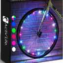 Activ Life 2-Tire Pack LED Bike Wheel Lights with Batteries Included, Get 100% Brighter and Visible from All Angles for Ultimate Safety and Style (Multicolor)