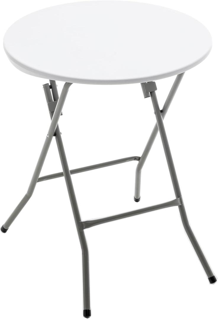 White 24" Round Plastic Folding Table Commercial Portable for Picnic Party Camping Banquet Card Dining Wedding Event Home Kitchen Indoor Outdoor