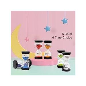 Sand Timer, Sand Timers Colorful 1/3/5/10/15/30 Minutes Sandglass Timer with Protective Cover for Classroom Home Office Cooking (Pack of 6) Multicolor