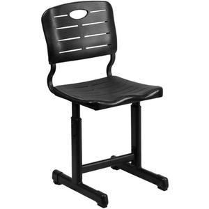 Flash Furniture Adjustable Height Black Student Chair with Black Pedestal Frame (Set of 1, Seat Height 16.5-18.5")
