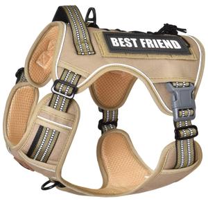 PET MARVEL Heavy Duty Dog Harness with Handle, No Pull Adjustable Outdoor Vest with Metal Buckles, MOLLE Panel & Reflective Strips for Medium Large Dogs
