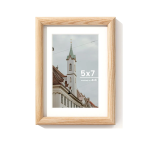 Axeman 6x8 Wood Frame - 6 x 8 Picture Frame with Real Glass - 6 x 8 Photo Frame with Mat for 5x7 - Natural Ash Wood Frame for Tabletop or Wall Mount Display