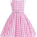 Princess Costumes Novelty Movie Cosplay Plaid Slip Dress Kids Birthday Party Fancy 9-10 Years(B-150)