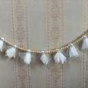 Halloween Banner, Cute Halloween Ghost with Wooden Beads Garlands, Handmade Rustic Banner for Wall Home Indoor Outdoor Doorways & Home Mantel Decor Supplies (White Ghost)