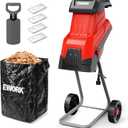 EWORK 15-Amp Electric Wood Chipper Shredder, 15:1 High Reduction Ratio with 4 Steel Blades Included, 1.77 Inch Capacity, Garden Mulcher for Composting Branches and Twigs