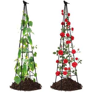 Lalahoni Garden Trellis for Climbing Plants, 67inch Tall Garden Obelisk for Climbing Potted Plant Support Outdoor Flower Rose Vegetable Tomatoes Cucumber Trellis Raised Bed, 2 Pack, Lightweight