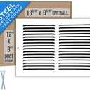 Fits 12x8 Duct Opening | Steel Return Air Grille by Handua | Vent Cover Grill for Sidewall and Ceiling | White | HVAC Cold Air Intake Grille | Outer Dimensions: 13.75"W X 9.75"