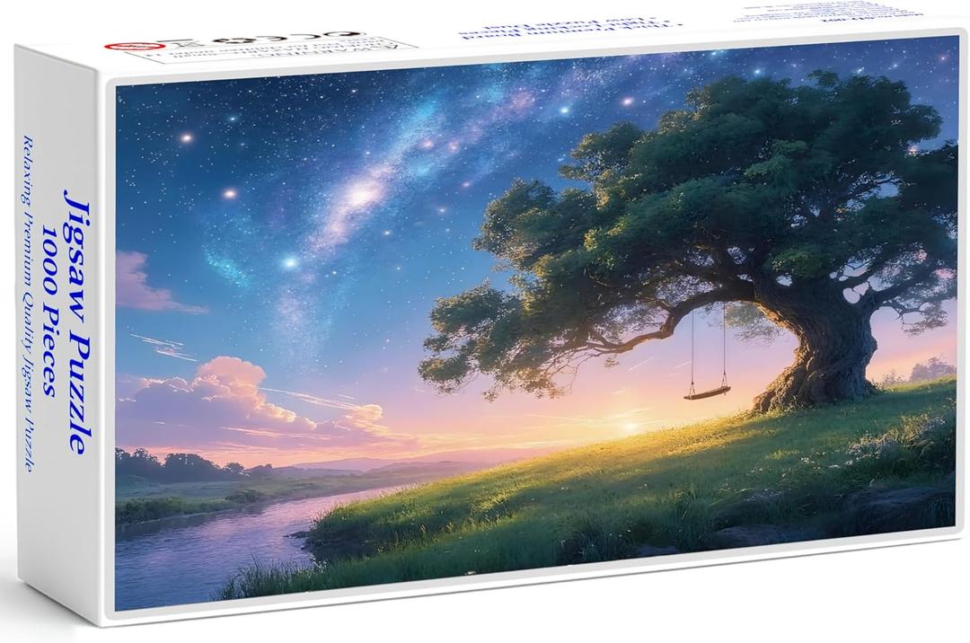 Puzzles for Adults 1000 Pieces - Starry Summer Night Themed Colorful Jigsaw Puzzles, Fun Family Game, Challenging Brain Teaser, 28 x 20 in, Great Gift Idea & Home Decor (Starlit Summer)