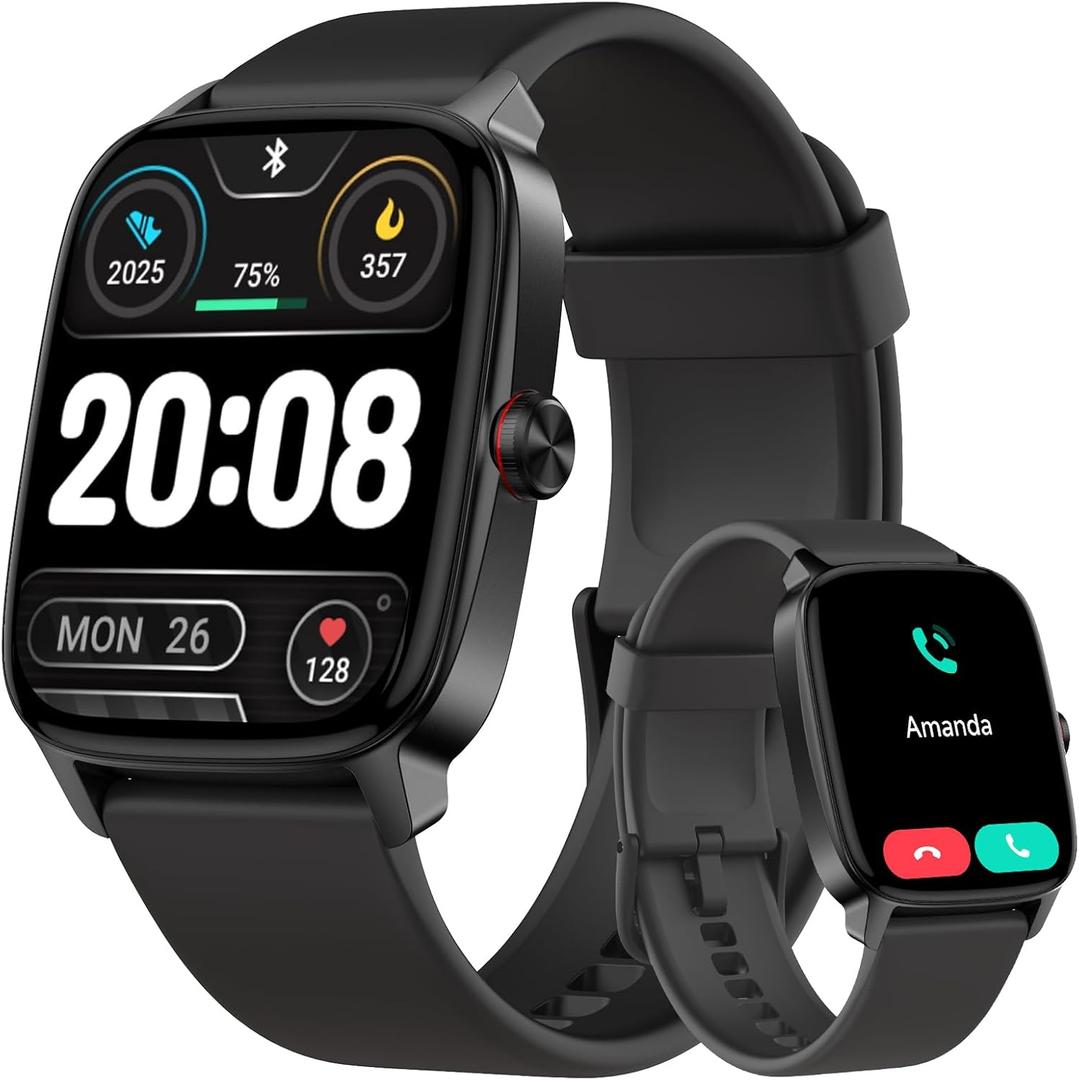 Smart Watch for Men Women, Bluetooth Calling, AI Built-in, IP68 Waterproof, Fitness Tracker, Sleep Monitoring, 1.85'' DIY Dial, 100+ Sports Modes, 7 Days Battery, Compatible with Android & iPhones