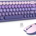 MOFII Wireless Keyboard and Mouse Combo, Compact Small Keyboard with Large Print, 2.4GHz Retro Typewriter Keyboard, Quiet Click Mouse for PC, Laptop, Desktop, Windows (Purple Gradient)