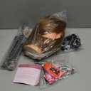 26-28 Mannequin Head with 80% Human Hair with Adjustable Tripod Stand, Cosmetology Doll Head for Braiding, Mannequin Head Human Hair for Hairdressers Practice Hairstyling with Tools