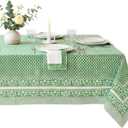 ATOSII Queen Green 100% Cotton Tablecloth, Handblock Print Rectangle Table Cover for Kitchen Dining I Tabletop Linen I Parties, Thanksgiving, Christmas, Wedding, Fall Table Cloth 60 X 108 Inches