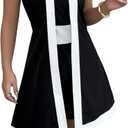 SOLY HUX Women's Color Block Halter Romper Split Front Sleeveless Elegant Short Jumpsuits (Medium, Black and White)