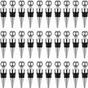 Wine Stoppers for Wine Bottles 30 Pcs Wine Bottle Stopper with Silicone Vacuum Wine Bottles Corks Reusable Wine Stopper for Bar, Holiday Party Suitable for Standard Bottle